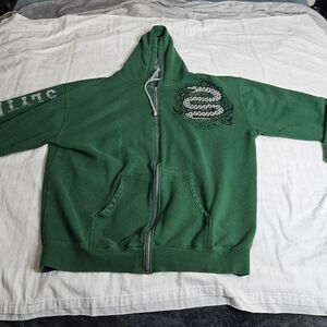 Green Full-Zip Hooded Sweatshirt with Slytherin Crest